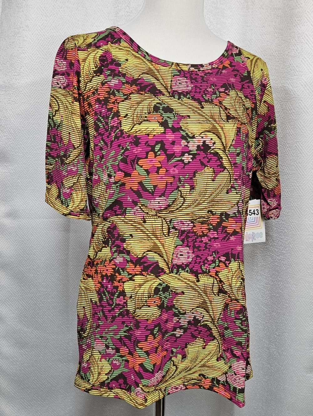 LuLaRoe Gigi Multicolor Floral Scoop Neck Top in Pink, Yellow & Orange Shirt